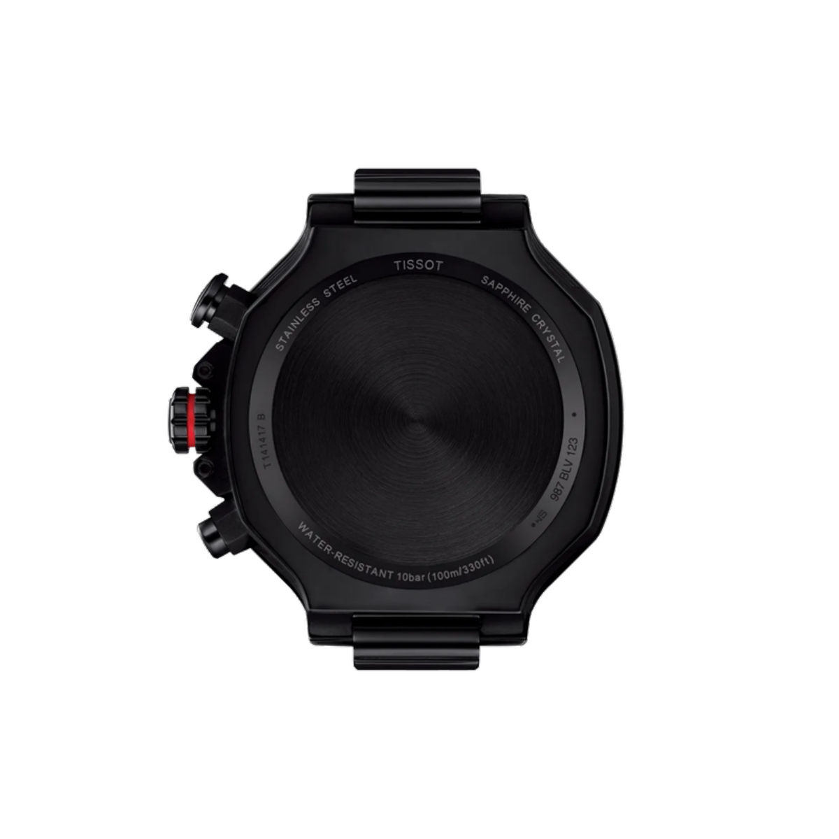 Black Tissot watch on a white background