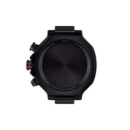 Black Tissot watch on a white background