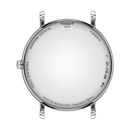 Tissot watch face with brand name on a white background