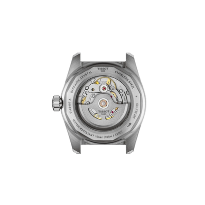 Tissot watch mechanism on a white background