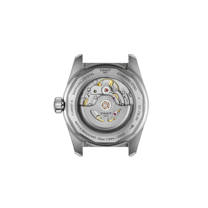 Tissot watch mechanism on a white background