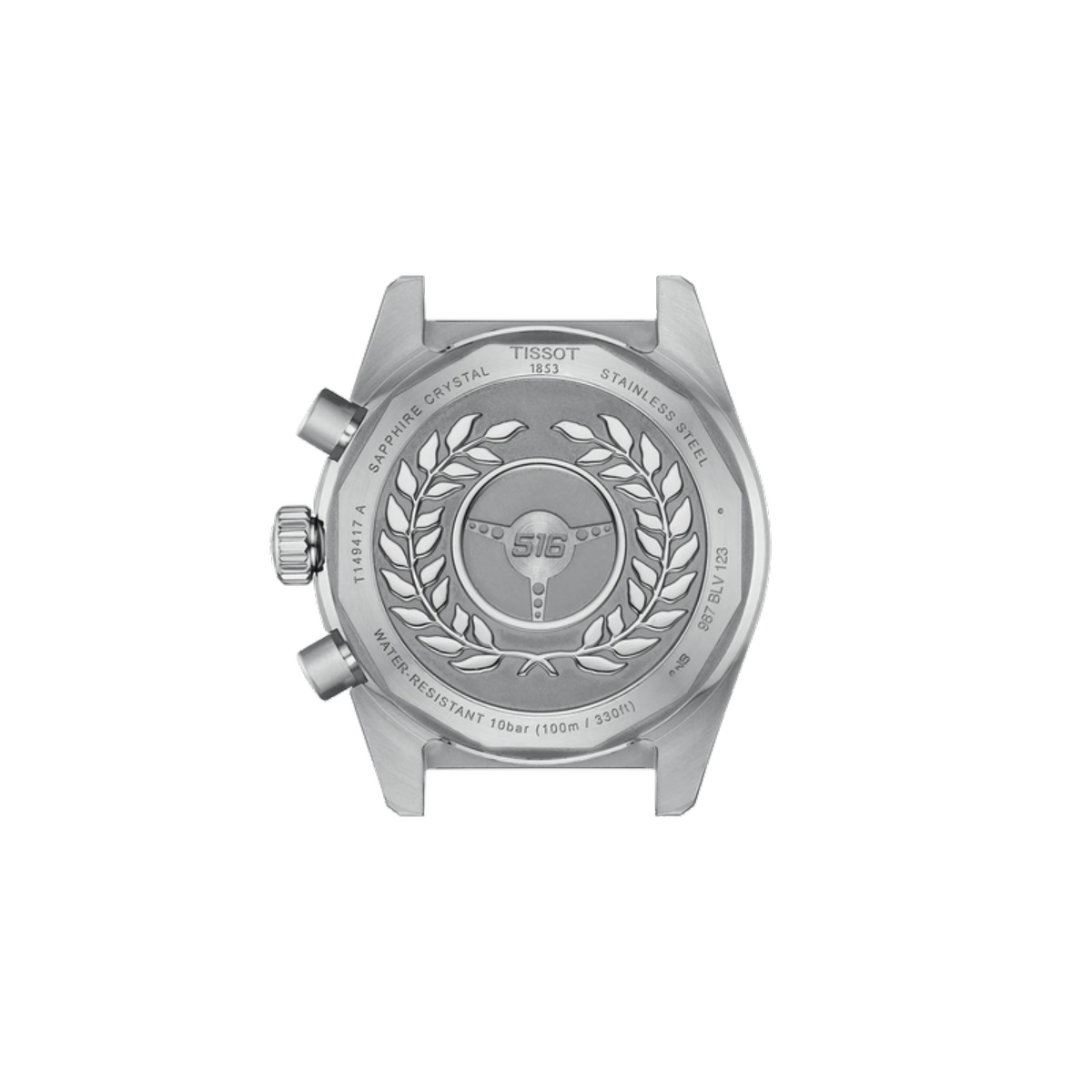 Silver watch with detailed design on a white background