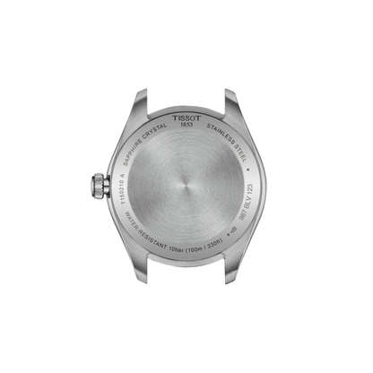 Back view of a Tissot watch case on a white background