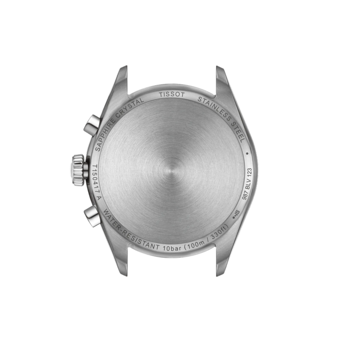 Back view of a Tissot watch case on a white background