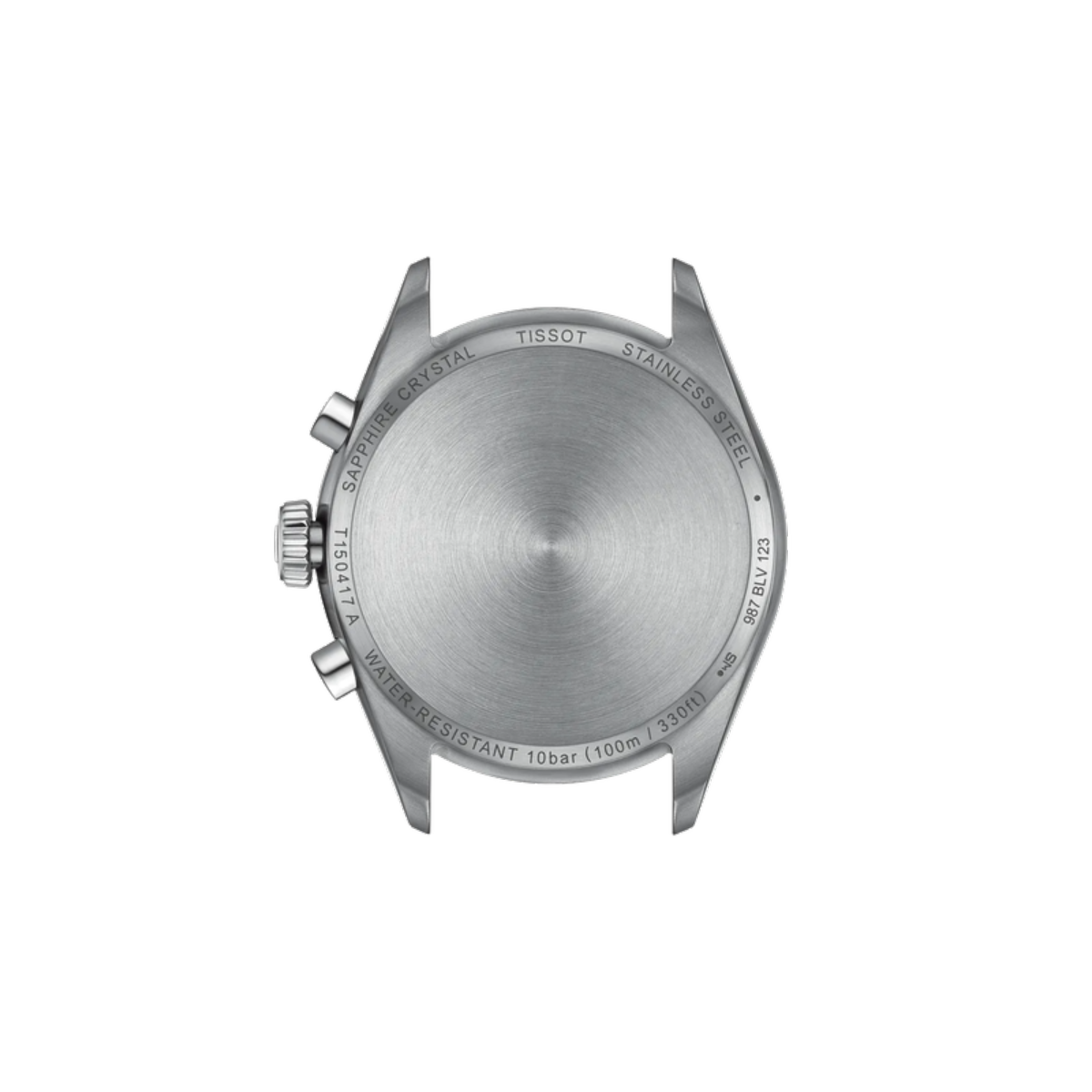 Back view of a Tissot watch on a white background