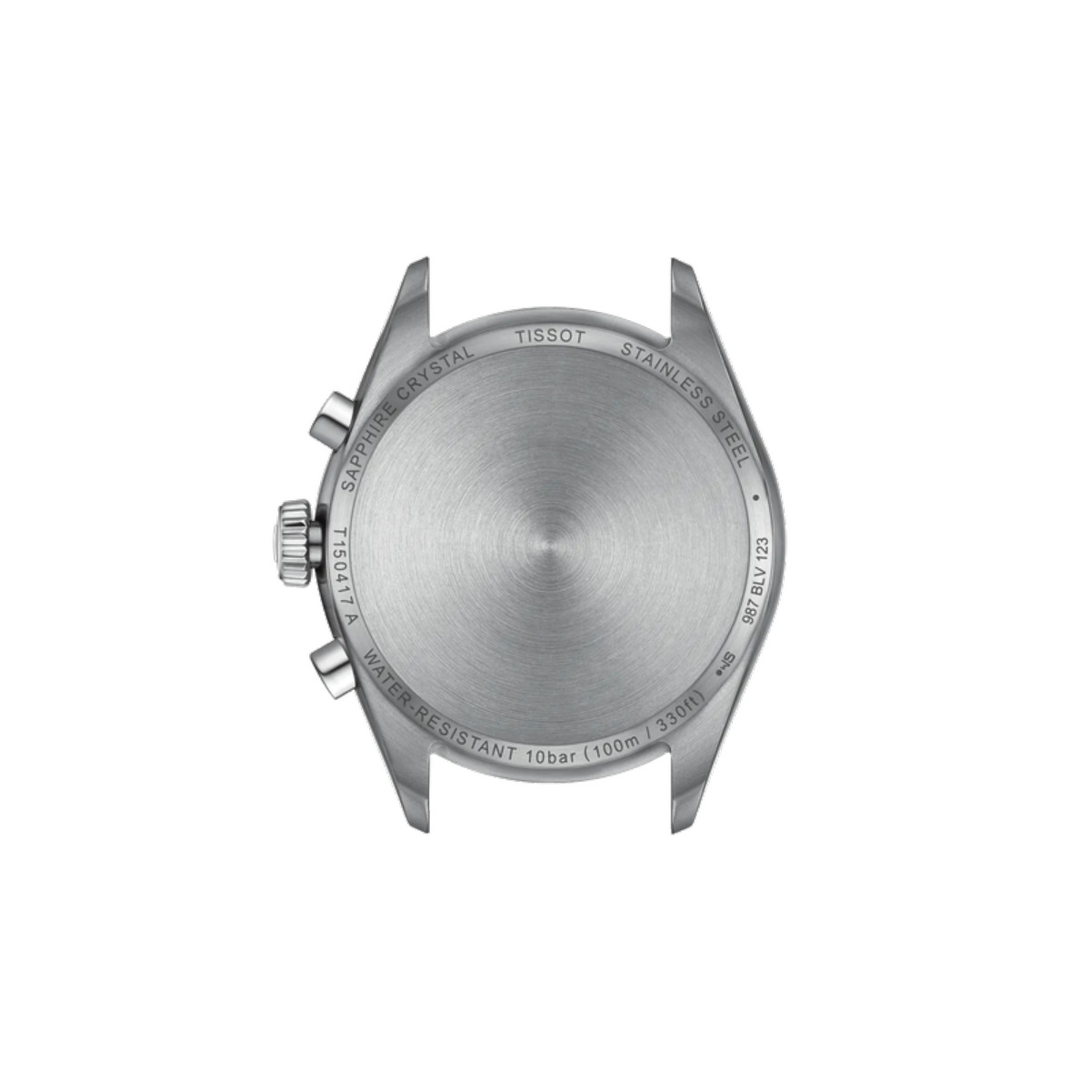 Back view of a Tissot watch case on a white background