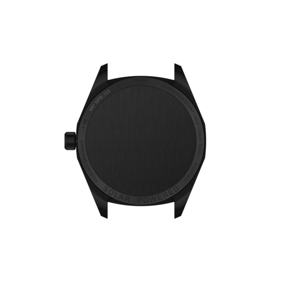 Black watch case on a white background