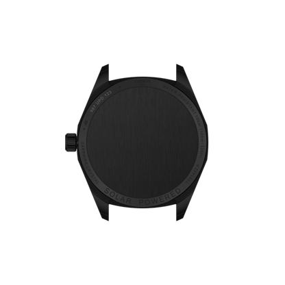 Black watch case on a white background