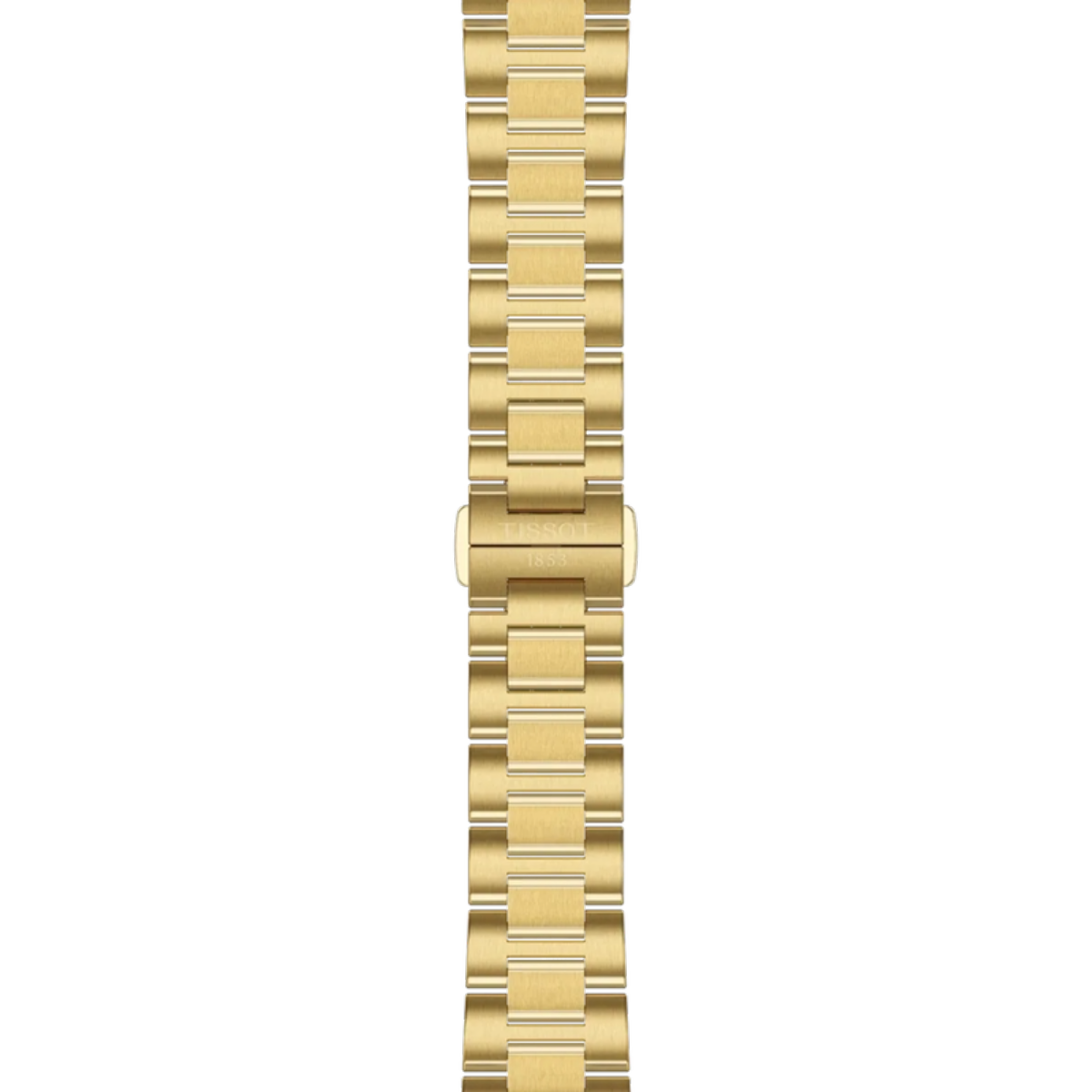 Gold watch strap on a white background
