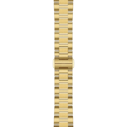 Gold watch strap on a white background