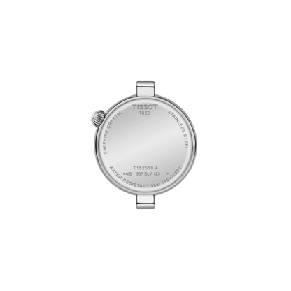 Tissot watch caseback on a white background