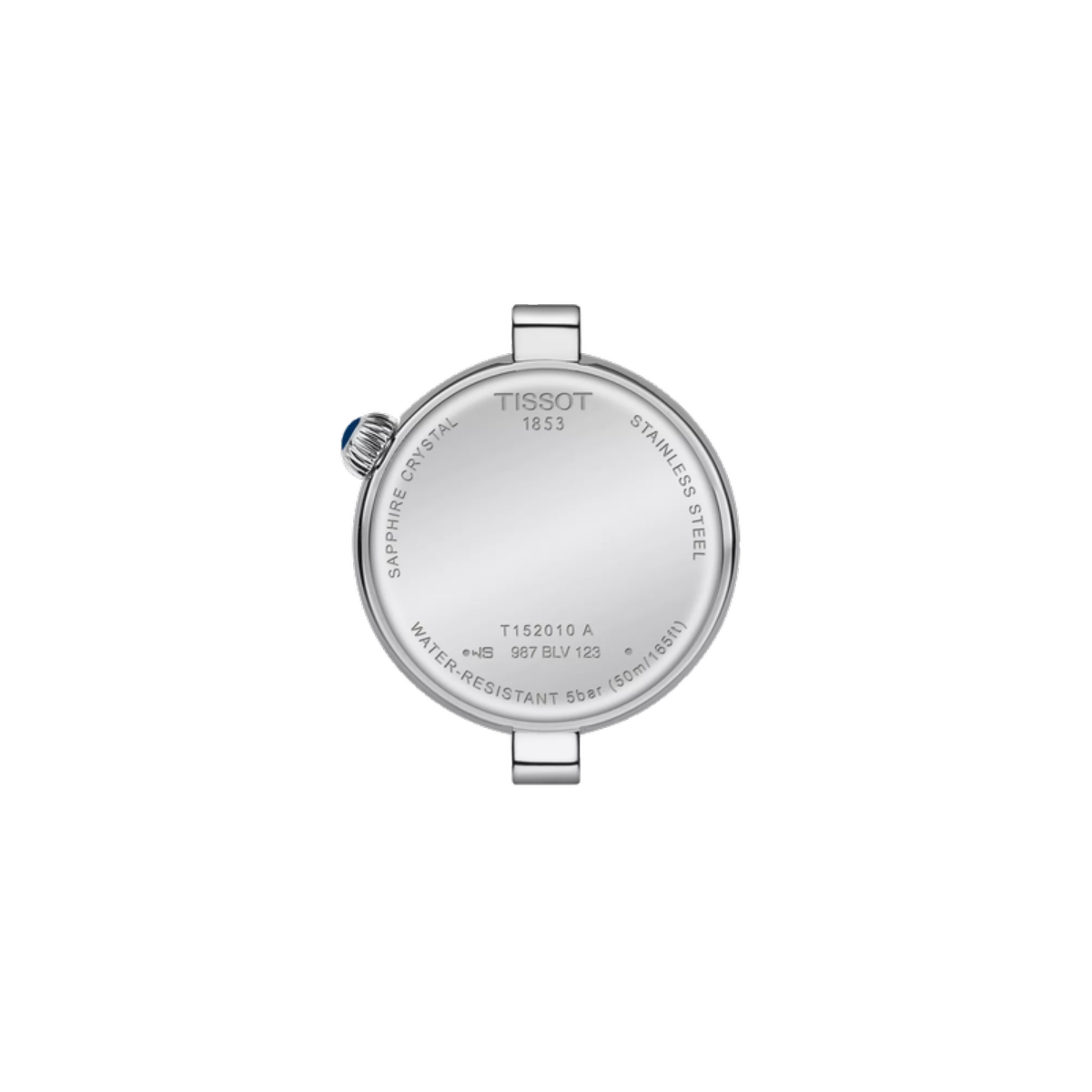 Tissot watch caseback on a white background
