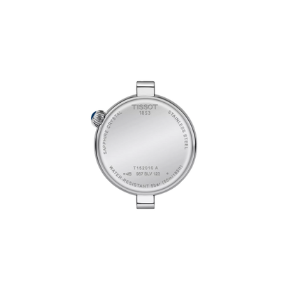 Tissot watch caseback on a white background