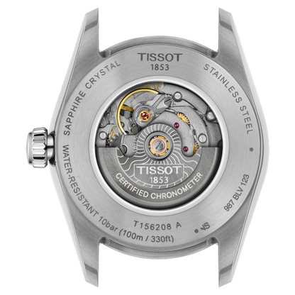 Tissot watch mechanism on a white background