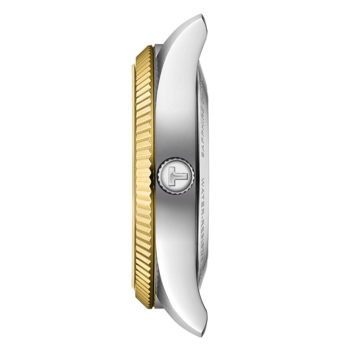 Watch with gold and silver case on a white background