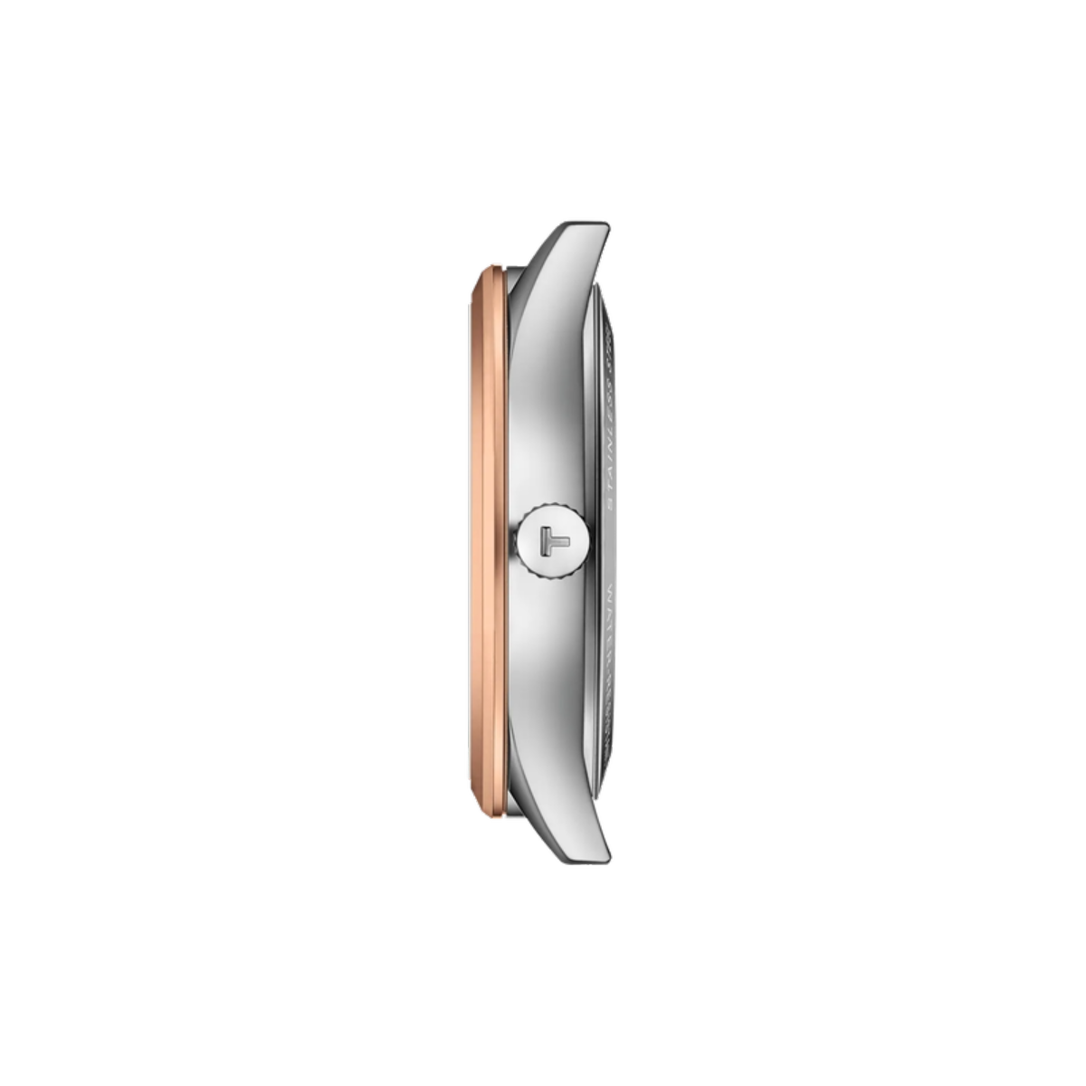 Smartwatch with a rose gold band on a white background