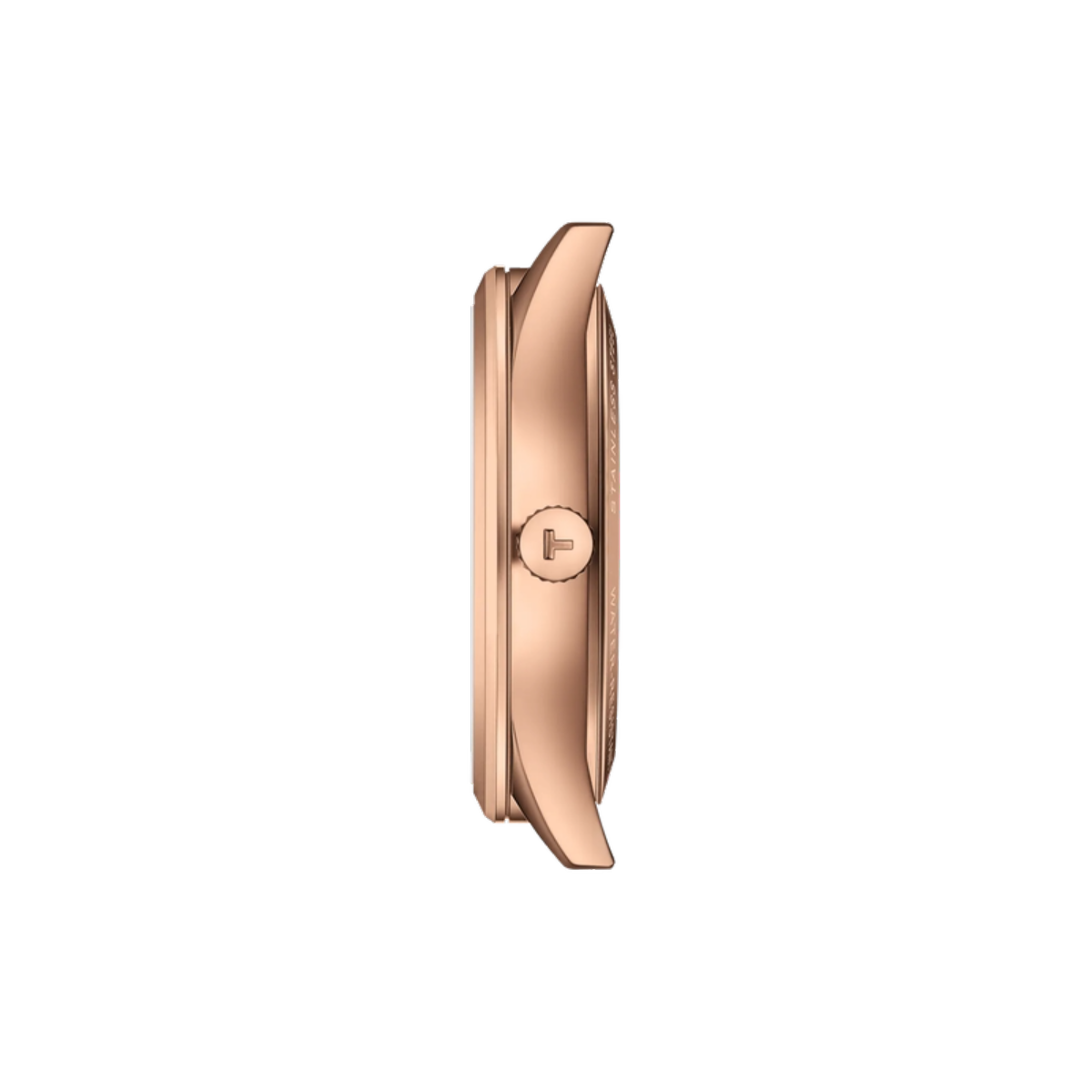 Rose gold watch band on a white background