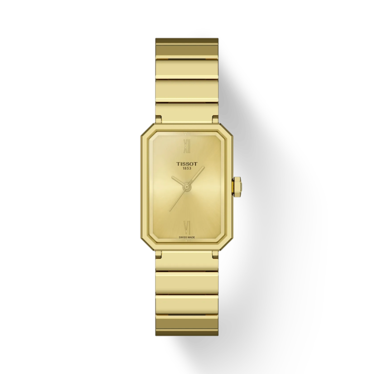 Gold Tissot watch on a white background
