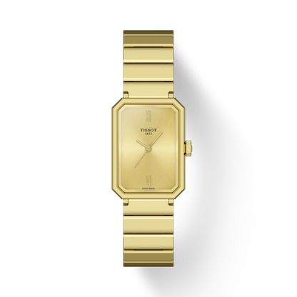 Gold Tissot watch on a white background