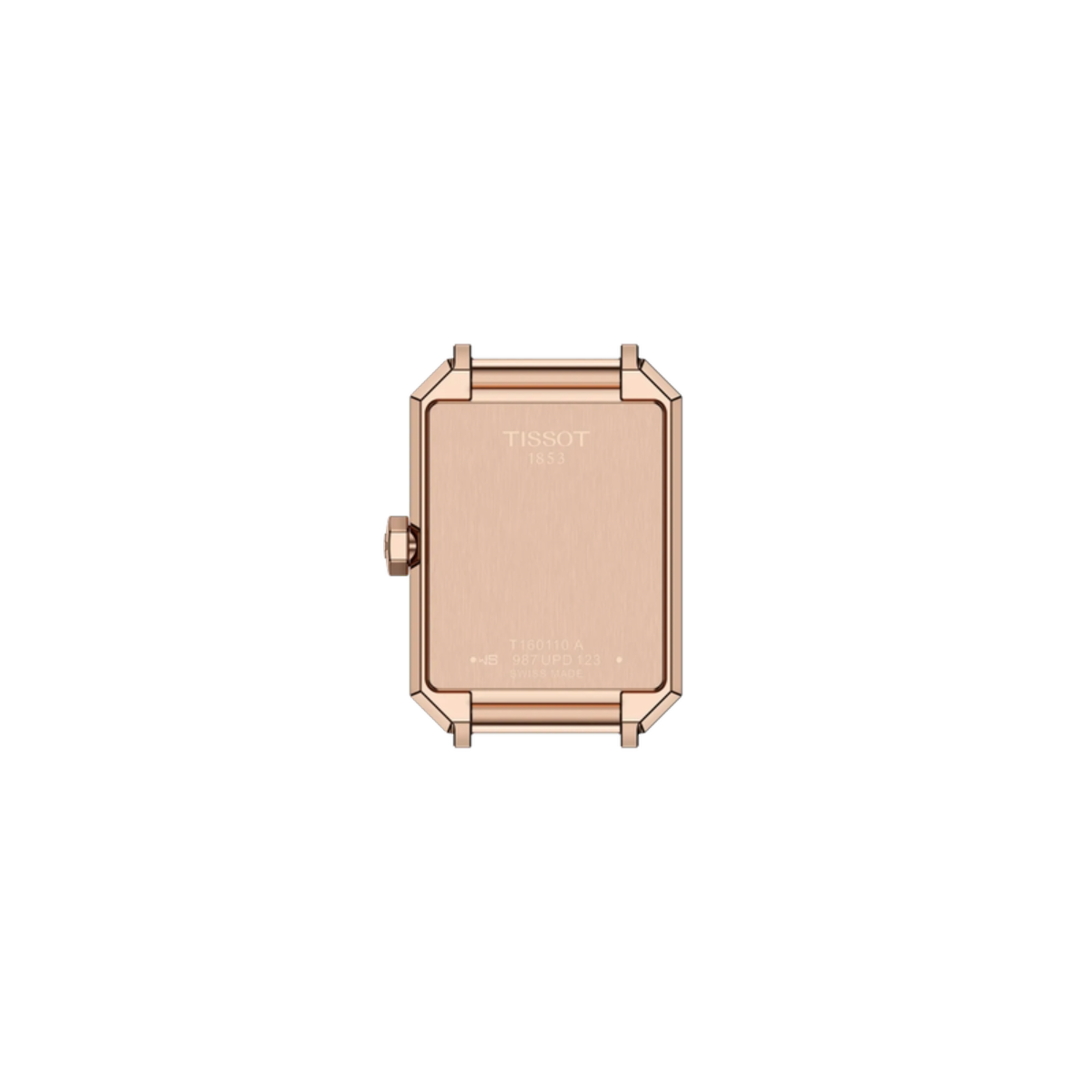 Rose gold Tissot watch on a white background