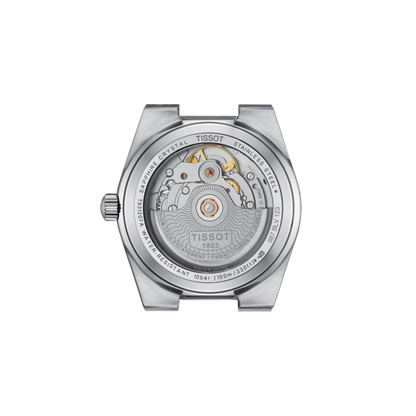 Tissot watch mechanism on a white background