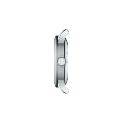 Silver smartwatch on a white background
