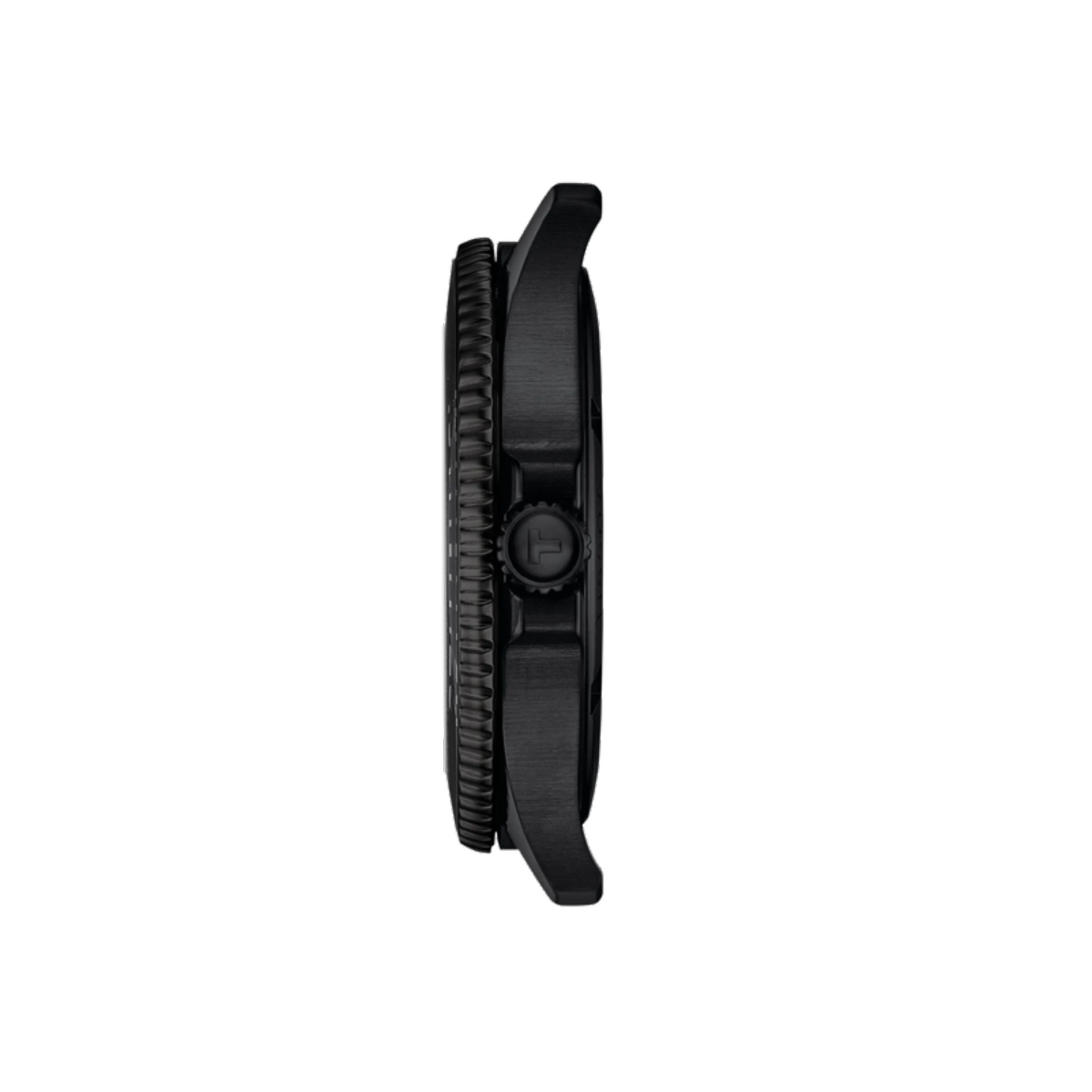 Black watch case on a white background