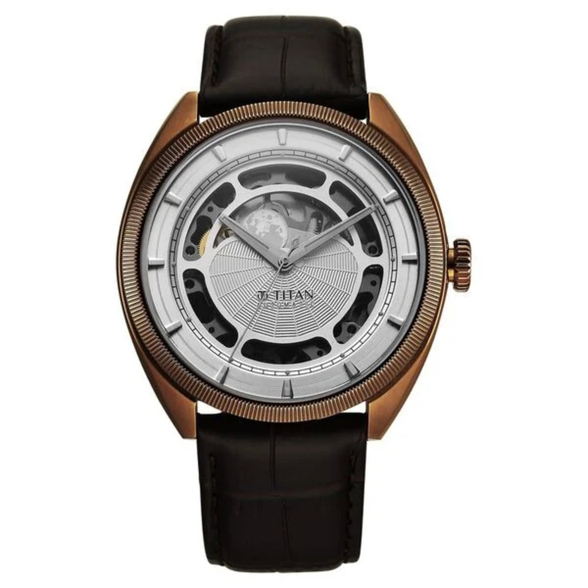 Titan Stellar Cupola Automatic Analog with Sun Moon Phase Men Watch 10011QL01
