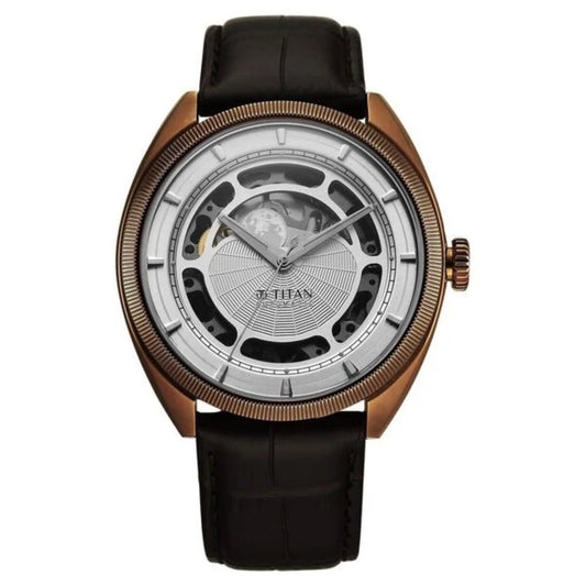 Titan Stellar Cupola Automatic Analog with Sun Moon Phase Men Watch 10011QL01
