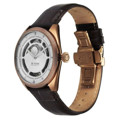 Titan Stellar Cupola Automatic Analog with Sun Moon Phase Men Watch 10011QL01