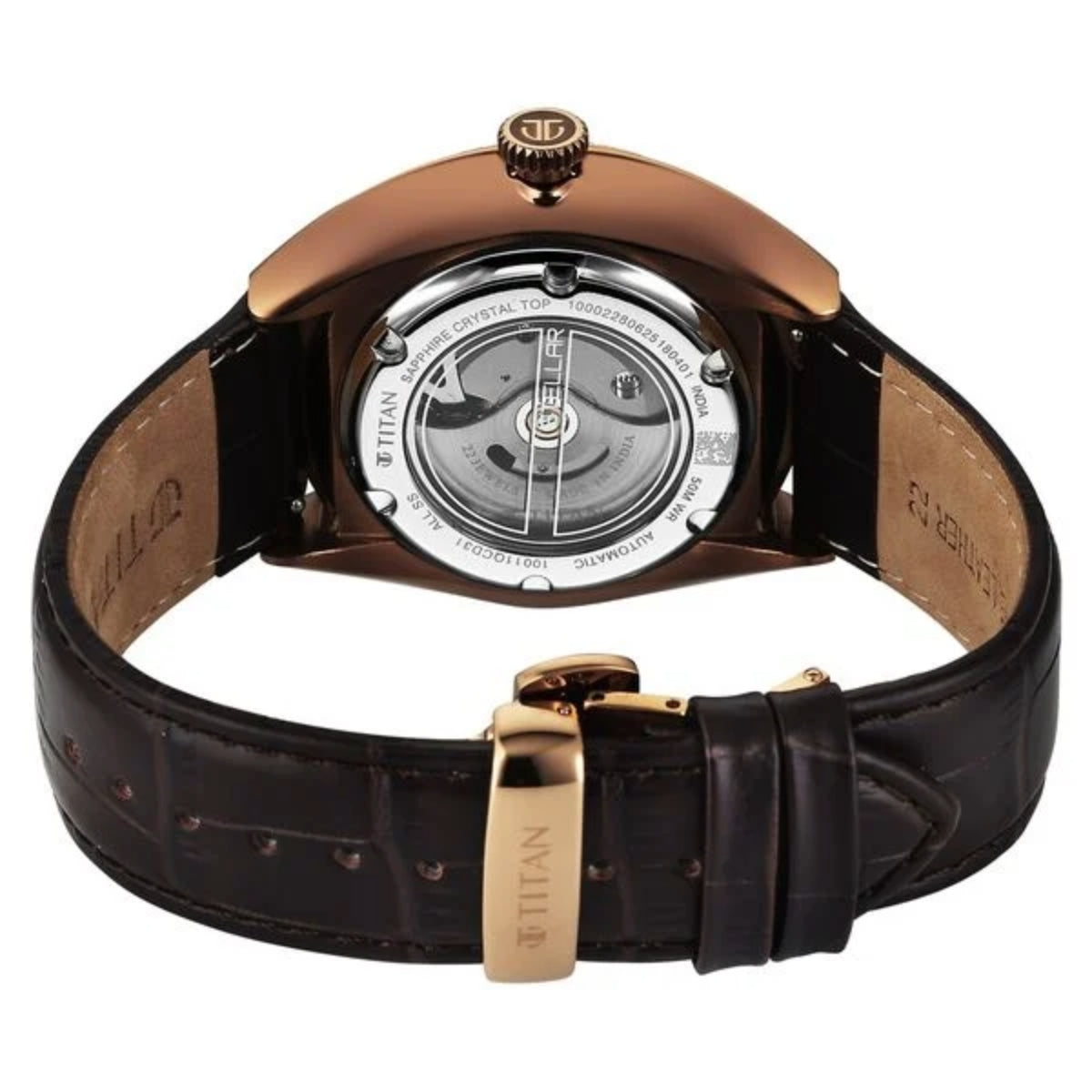 Titan Stellar Cupola Automatic Analog with Sun Moon Phase Men Watch 10011QL01