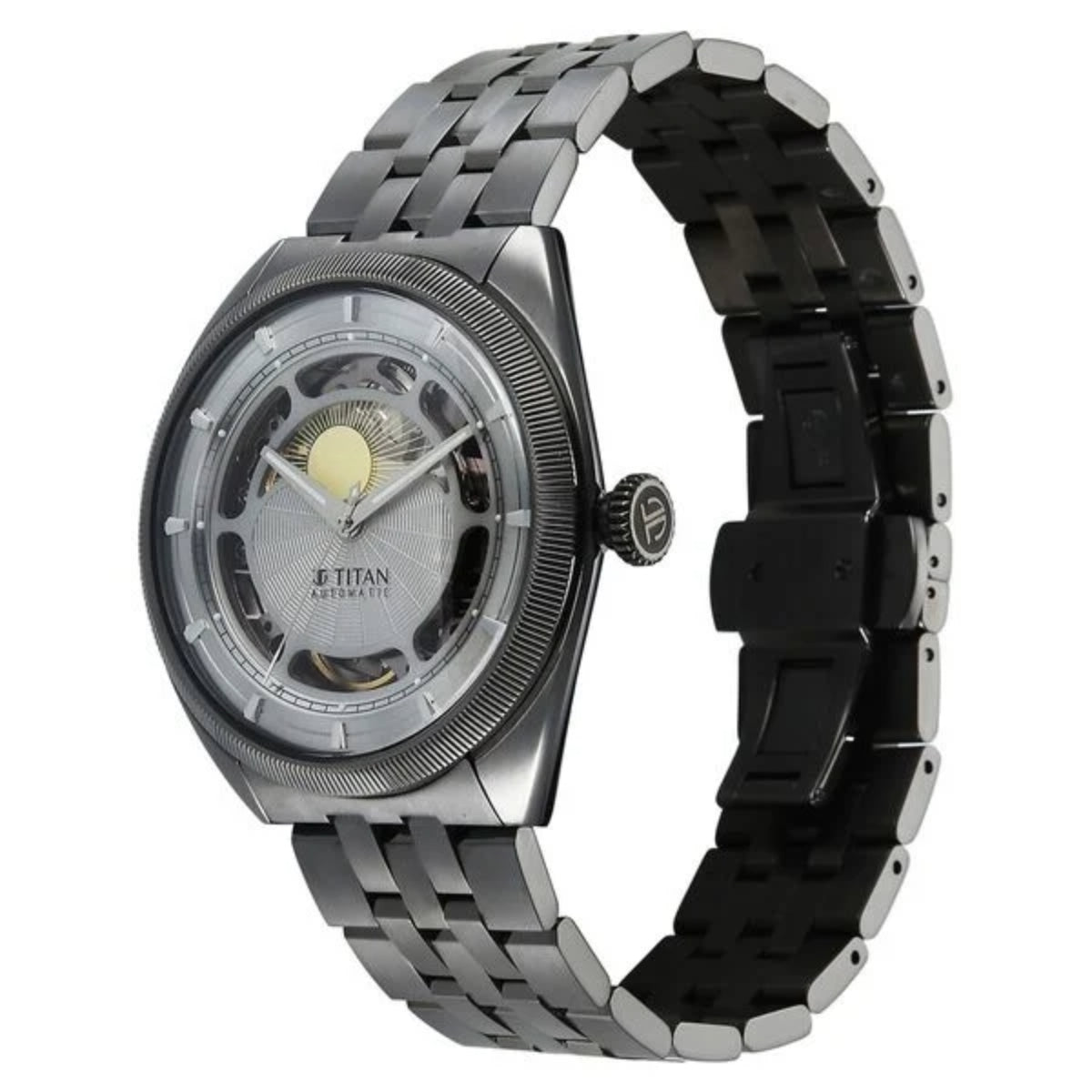 Titan Stellar Cupola Automatic Analog with Sun Moon Phase Men Watch 10011QM02