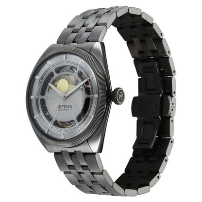 Titan Stellar Cupola Automatic Analog with Sun Moon Phase Men Watch 10011QM02