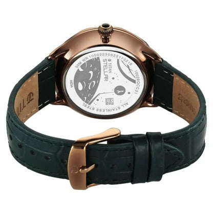 Titan Stellar Analog with Sun Moon Phase and Green Dial Men Watch 10028QL01