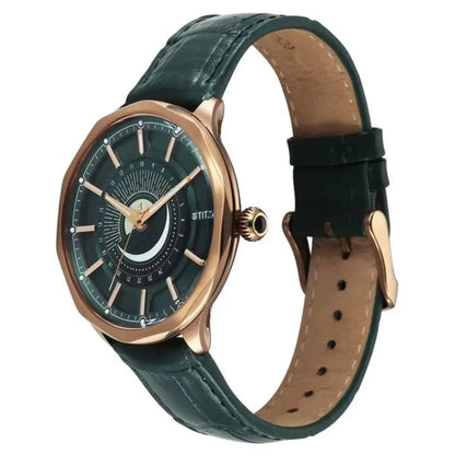Titan Stellar Analog with Sun Moon Phase and Green Dial Men Watch 10028QL01