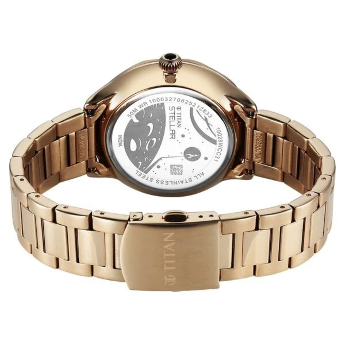Titan Stellar Analog with Sun Moon Phase and Black Dial Men Watch 10028WM01