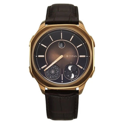 Titan Stellar Zodiac Analog with Dual Moonphase and Jumping Hour Men Watch 10053QL01