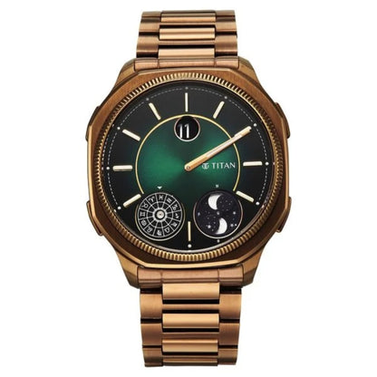 Titan Stellar Jumping Hour Micromotors Zodiac Analog with Dual Moonphase Men Watch 10053QM01