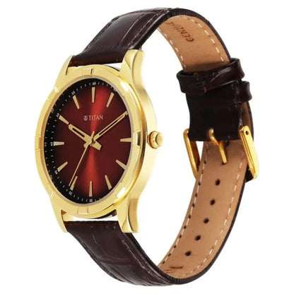 Titan Karishma Festive 3-0 Mahogany Brown Dial Analog Men's Watch 10058YL01