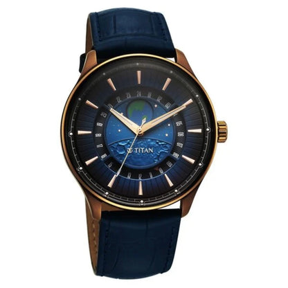 Titan Stellar Analog with Earth Disc and Blue Dial Men Watch 1890QL01