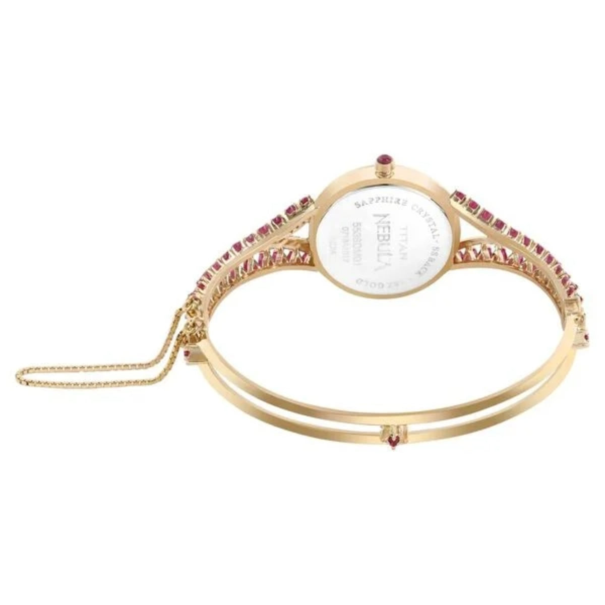 Gold bracelet with gemstones on a white background