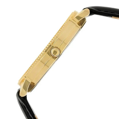 Gold watch case on a white background