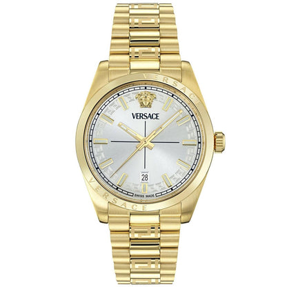 Gold Versace watch on a white background