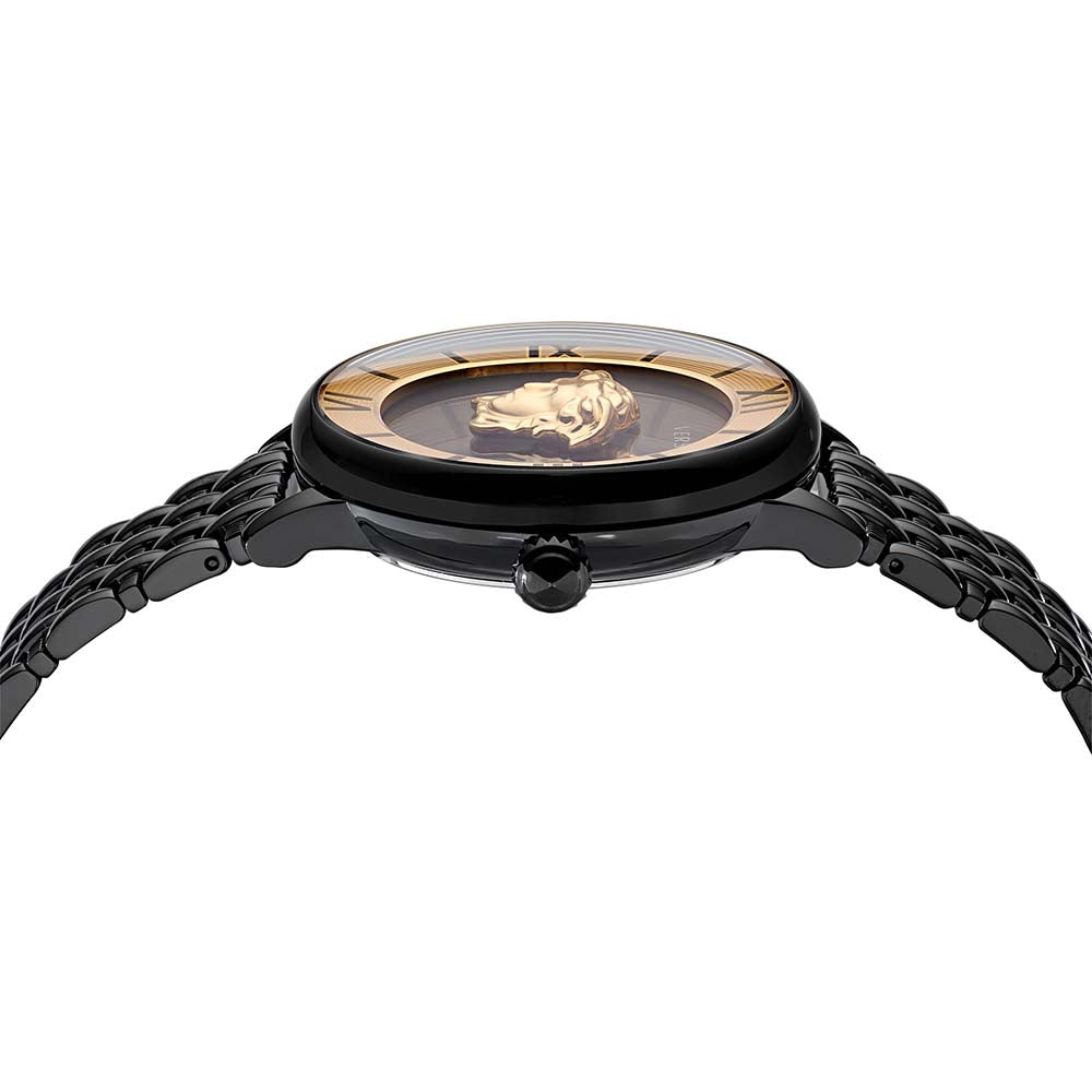 VE2R00422 Versace | Round Black Dial La Medusa Analog Watch (Women)