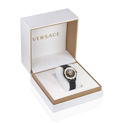 VE2R00422 Versace | Round Black Dial La Medusa Analog Watch (Women)