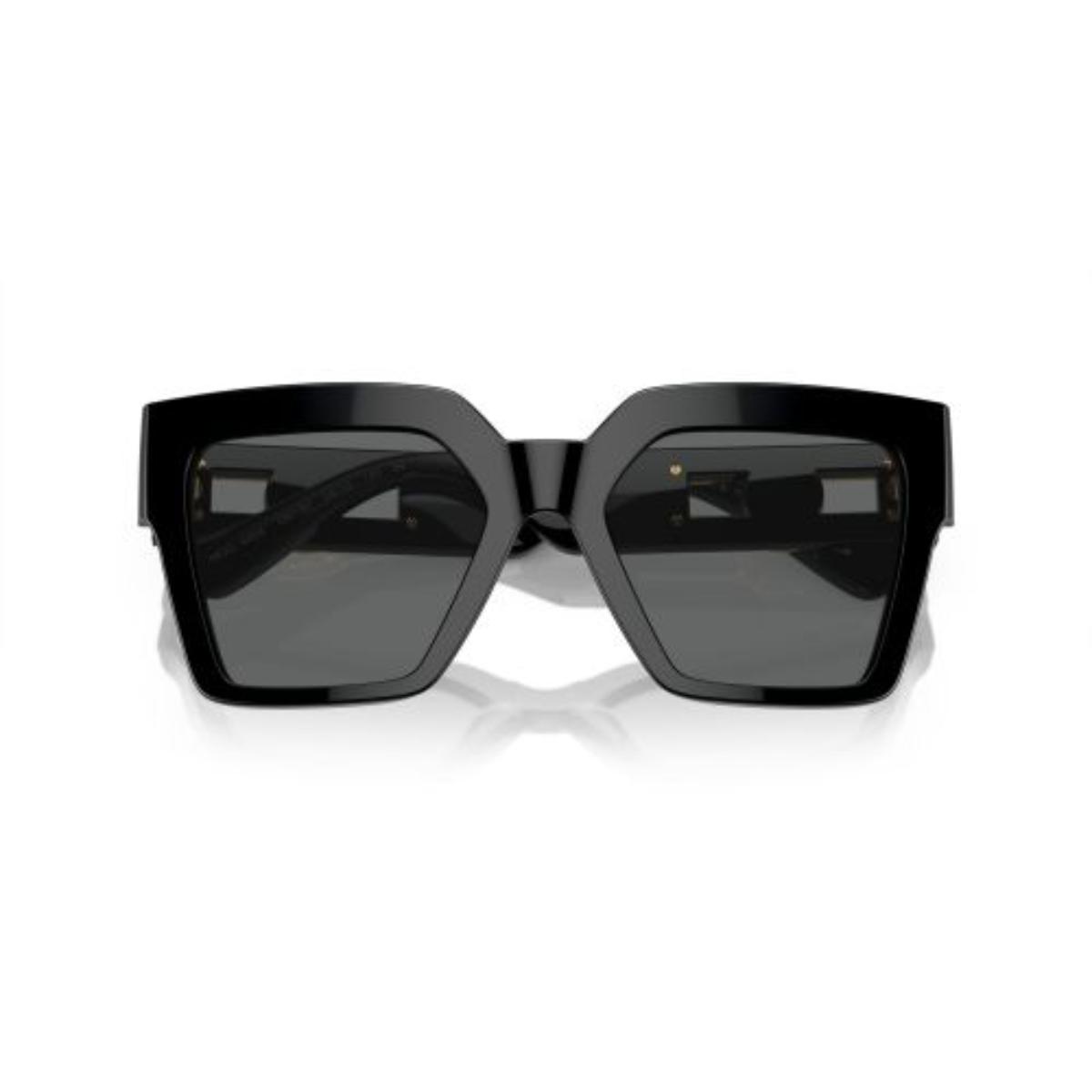 Black sunglasses with a reflective surface on a white background