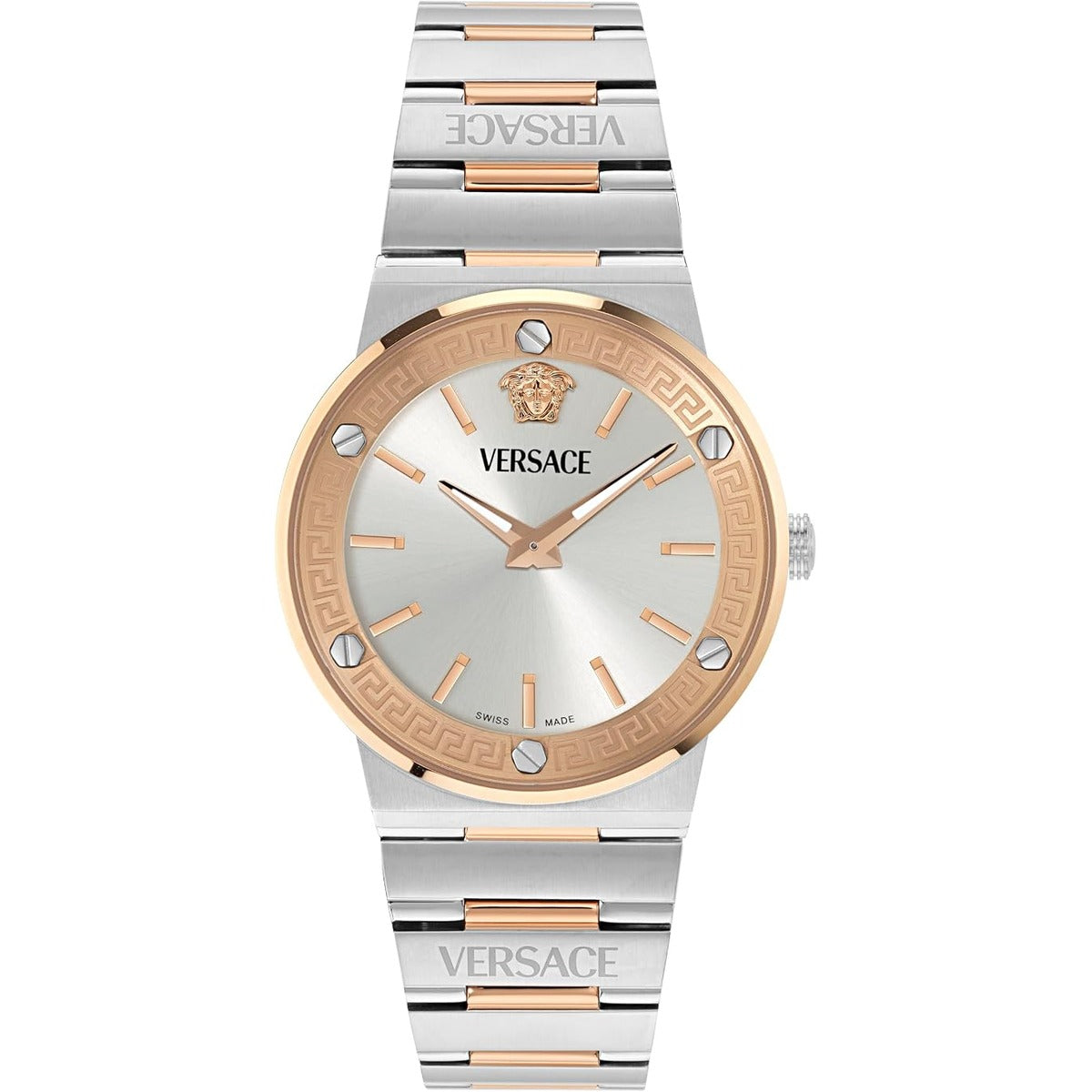 Versace Greca Quartz Silver Dial Analog Stainless Steel Men's Watch VE5Q00426