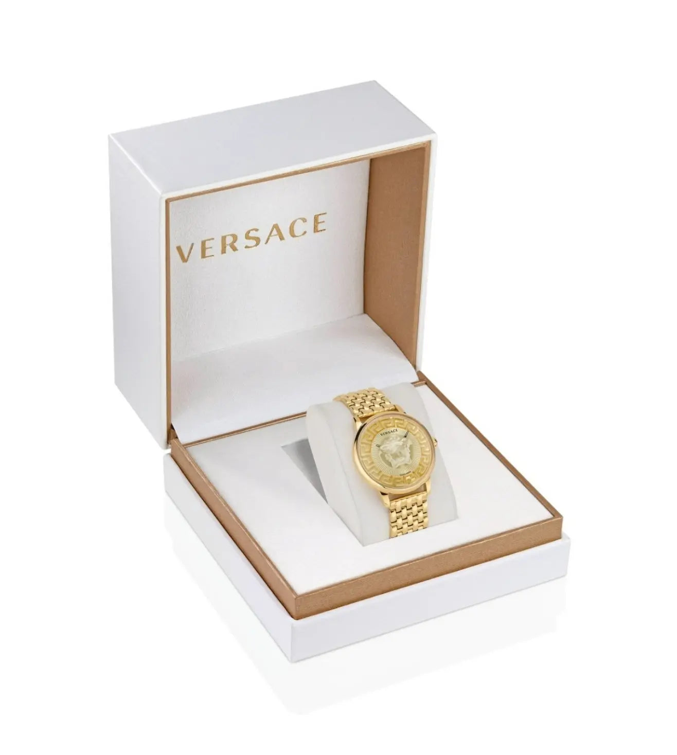 VE6F00623 Versace | Round Gold Dial Analog Watch (Women)