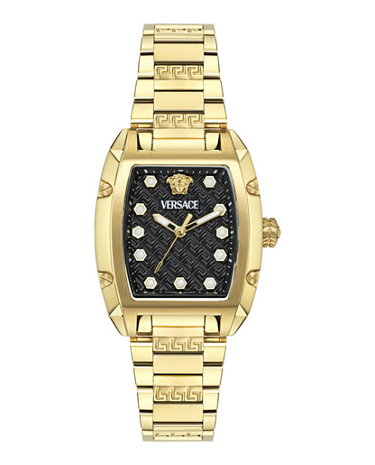 VE8K00524 Versace | Dominus Black Dial Gold-Tone Watch (Women)