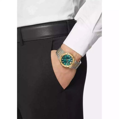 VEVI00420 Versace | Round Green Dial Greca Logo Watch (Men)